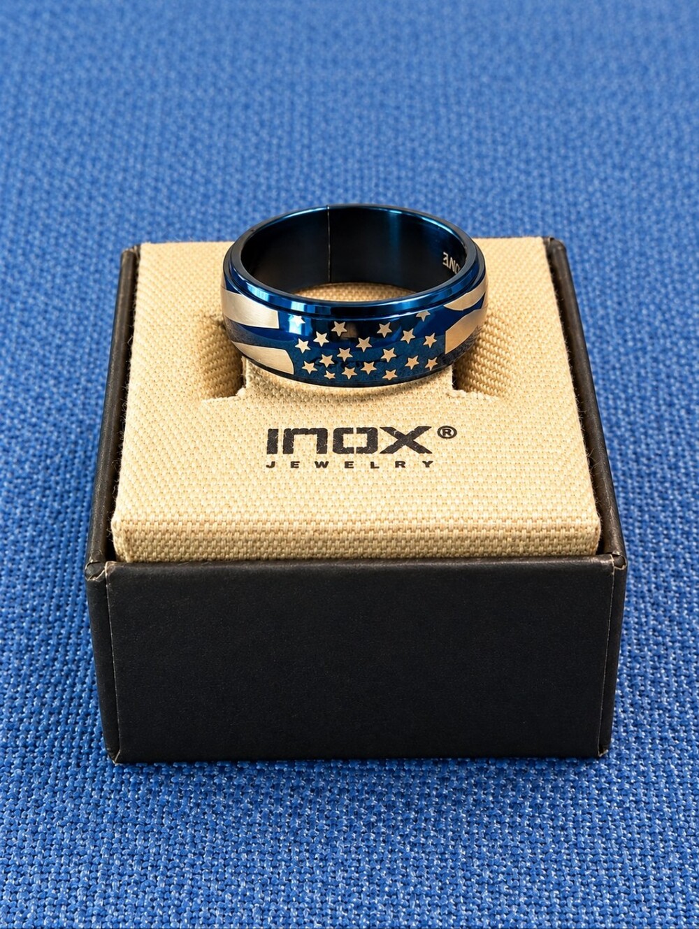 American Flag Titanium Spinner Ring Patriotic Band Men's Size 11